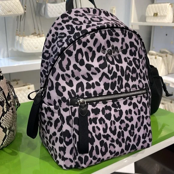 Kate Spade Chelsea Spotted Leopard Medium Backpack Violet Mist NWT