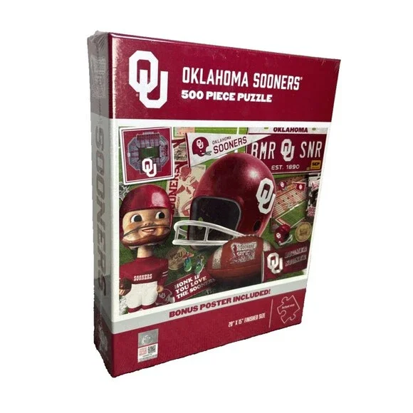 You The Fan! OKLAHOMA SOONERS 500 Piece Puzzle, 20” x 15” Sealed Poster included