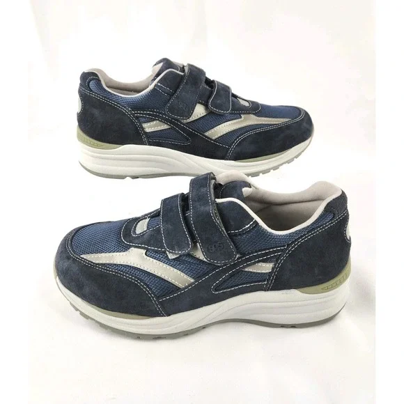 SAS JV Mesh Mens Sz 10 W Wide Navy Blue Suede Comfort Walking Sneakers Shoes‎