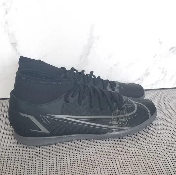 Nike Mercurial Superfly 8 Men Black Gray Mid Top Trainer Athletic Shoes Sz 7.5