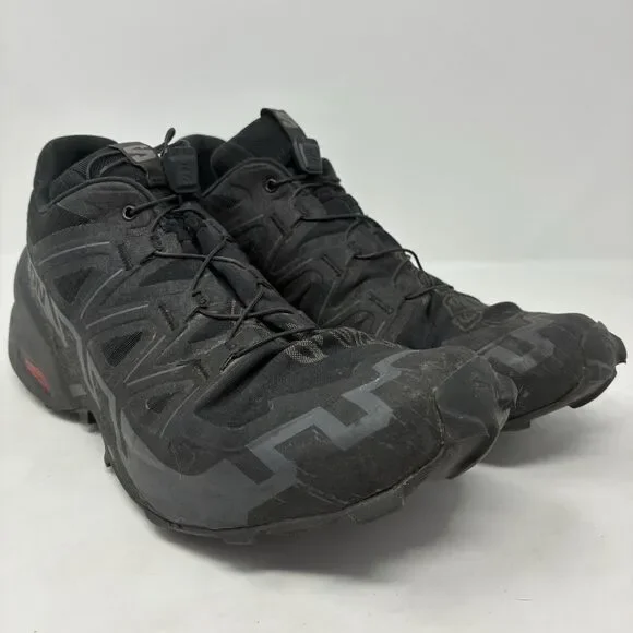 Salomon Speedcross 6 Black Phantom Mens Size 9.5 Trail Running Shoes Sneakers