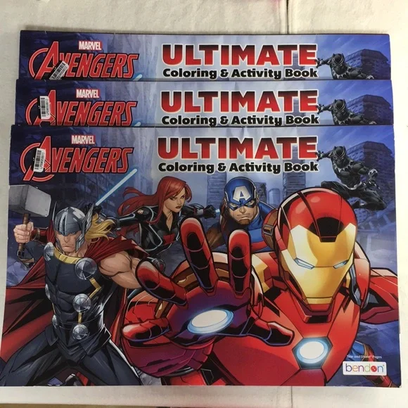 Bundle of 3 New Kids Boys & Girls Avengers Ultimate Coloring and Activity Books