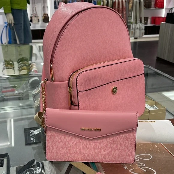 MICHAEL KORS Maisie Medium Pebbled Leather 2-in-1 Backpack Carnation NWT