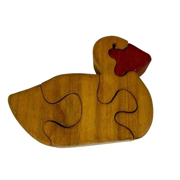 VTG Funky Pop Art Wooden Duck Jigsaw Puzzle Figurine Retro Decor 6