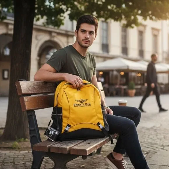 Breitling Yellow Signature Backpack Logo