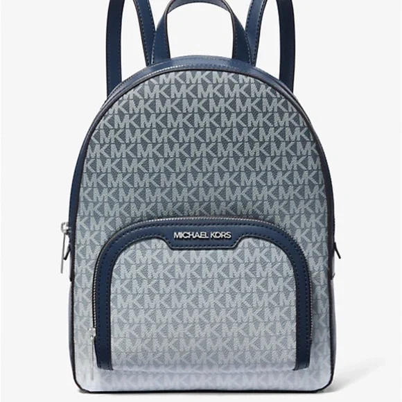 Michael Kors Jaycee Medium Ombré Signature Logo Backpack Navy NWT