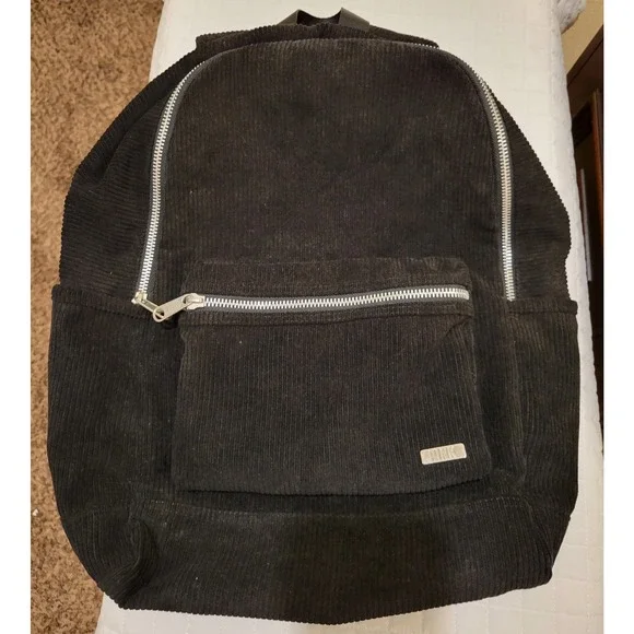 PINK Victoria's Secret Black Corduroy Backpack Laptop Sleeve School Bag Academic