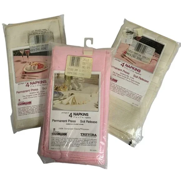 Set of 3 Vintage Trevira Fabric Napkins Four Packs 17