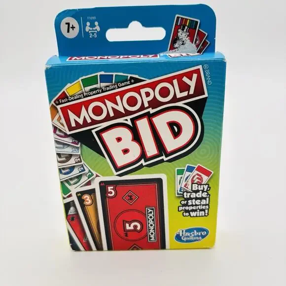 Monopoly Bid Card Game 2021 Hasbro COMPLETE Cards & Instructions