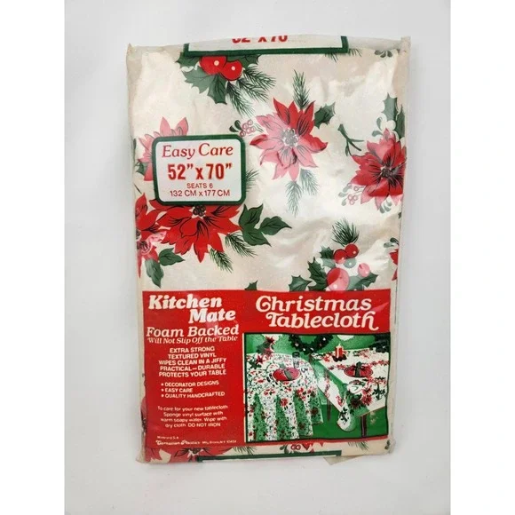 Vintage Christmas Vinyl Tablecloth 54