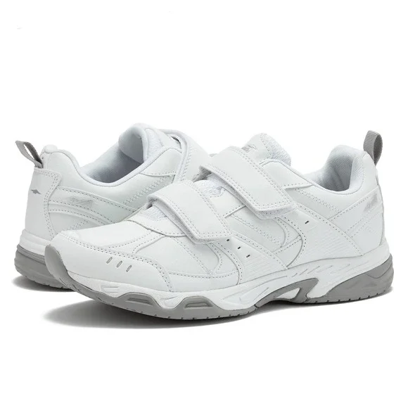 NIB AVIA Mens White Leather Hook and Loop Slip Resistant Work Shoes Sz 9.5