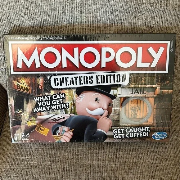 Hasbro Monopoly Cheaters Edition Board Game Family Night Ages 8+ Party Gift NEW