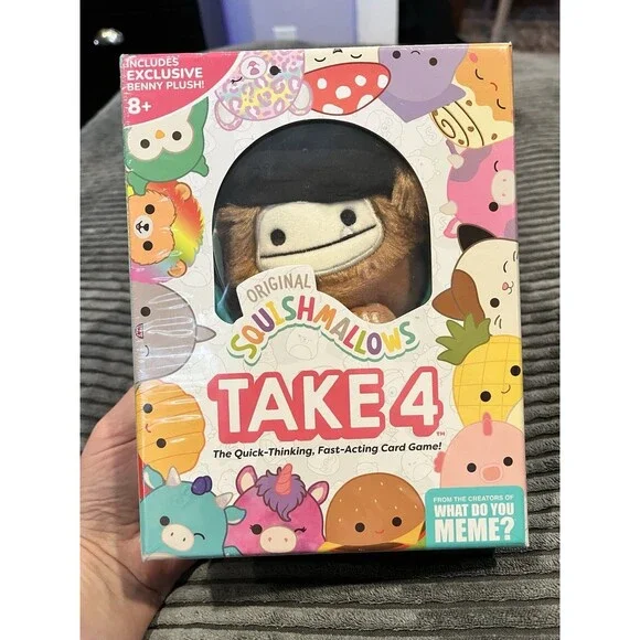 Collectible Squishmallows Take 4 Card Game + Benny The Bigfoot Plush - Brand New