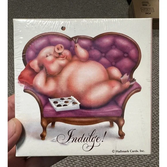 VTG Hallmark Springbok Mini Jigsaw Puzzle INDULGE Happy Piggy PIG‎ 70+ Pieces 7