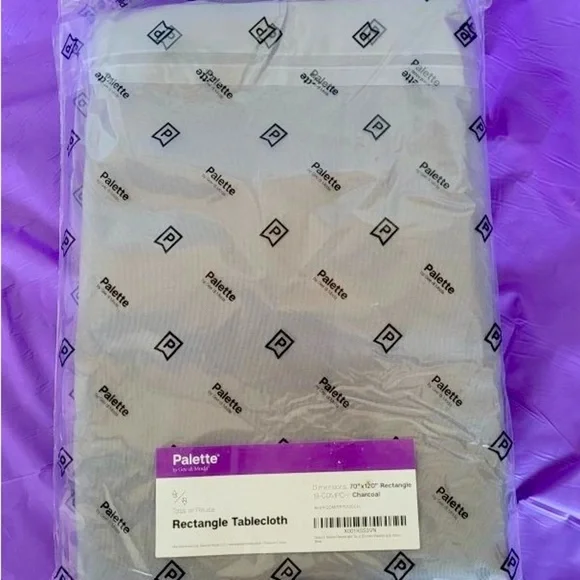 120”x 70” Rectangle Tablecloth by Gee Di Moda in Charcoal color/polyester.