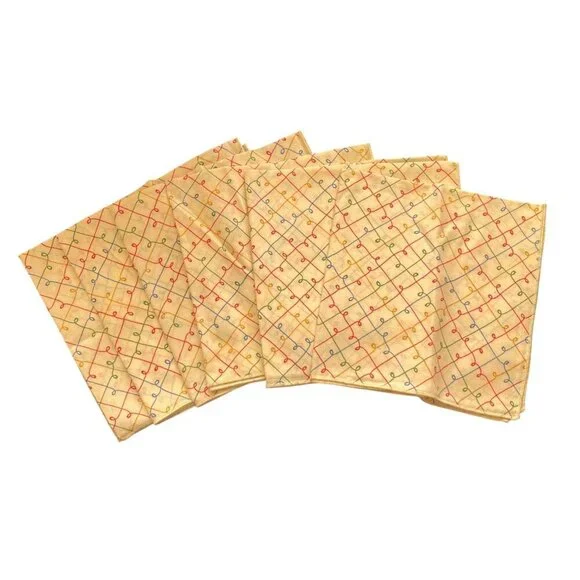 6 Napkin Set Lattice Multi-Color Red Blue Green Yellow Upcycle Crafting