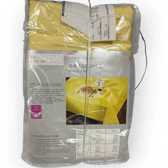 Sears Inheritance Tablecloth Pale Sunflower Yellow Rectangle 60x116 Vintage NEW