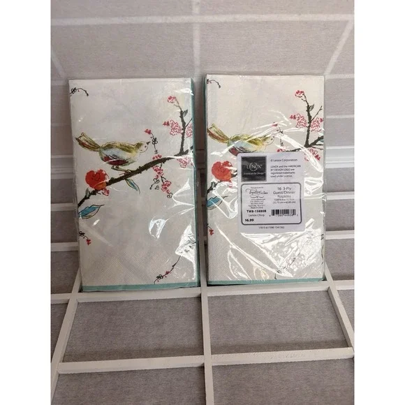 2 Sets Lenox Chirp Bird Paper Buffet Guest Napkin 16 Ct. 13x16