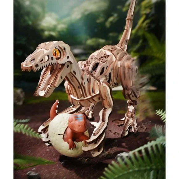 Velociraptor Mechanical Model Kit-3D Puzzle Assembly STEM Toy Moving Dinosaur
