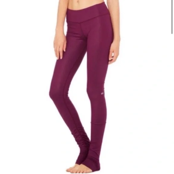 Alo Yoga Idol Leggings Purple Ruched Pocket Tight Size Small Long