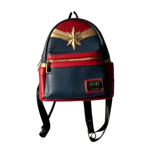 Loungefly Marvel Captain America Star Emblem Mini Backpack Red Blue Gold