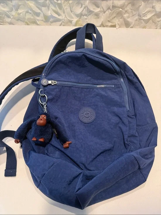 Kipling Deep Blue Everyday Backpack with Monkey Charm