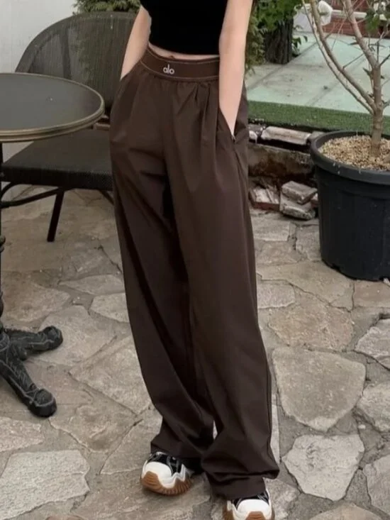 ALO Yoga Suit Up Pants🎨Coffee Brown Casual Office Travel Trousers Regular🦋