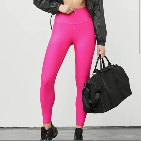 ALO Airlift Hot Pink Cropped High Rise Leggings