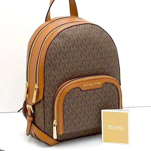 MICHAEL KORS JAYCEE MEDIUM BACKPACK BROWN SIGNATURE COLOR NWT