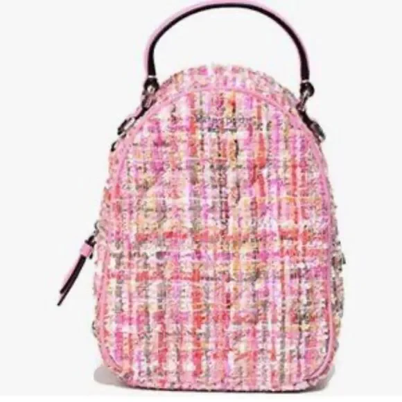 Kate Spade Briar Lane Quilted Tweed Mini Convertible Backpack Pink