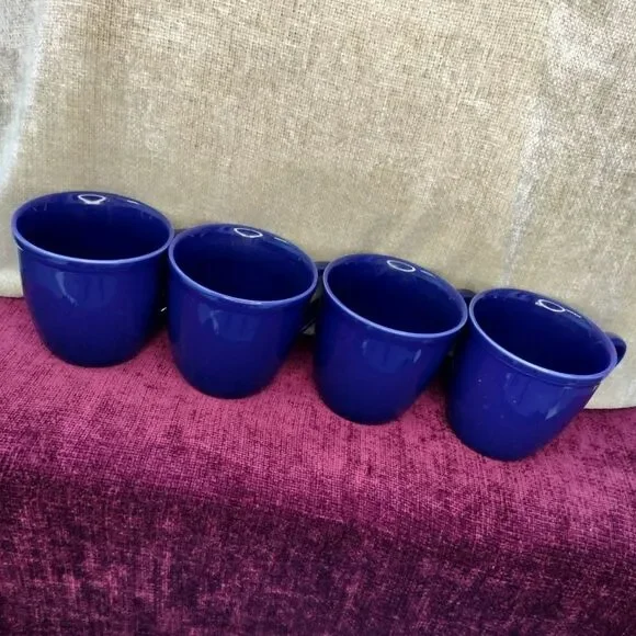 Sur La Table Everyday Stoneware Blue Coffee Mugs Set of Four