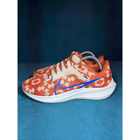 Nike Air Zoom Pegasus 40 Premium Floral Orange Blue Running Shoes Men’s Size 9 F