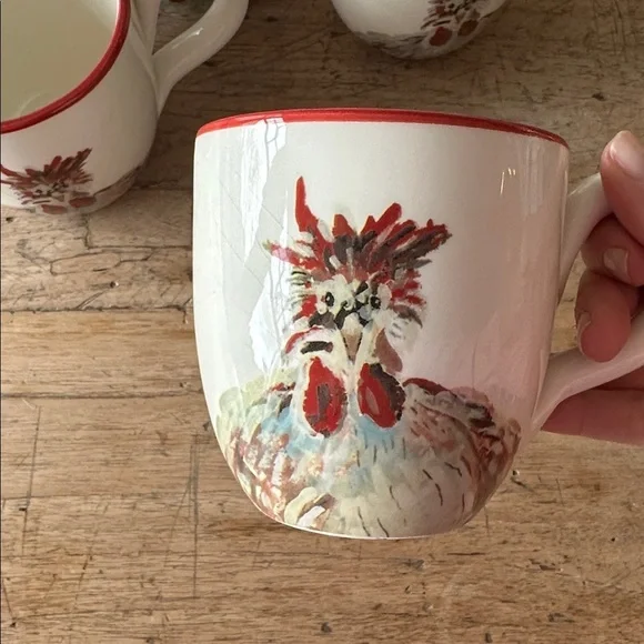 Jacques Pépin Sur La Table Handcrafted Italian Rooster Mug Set of 5