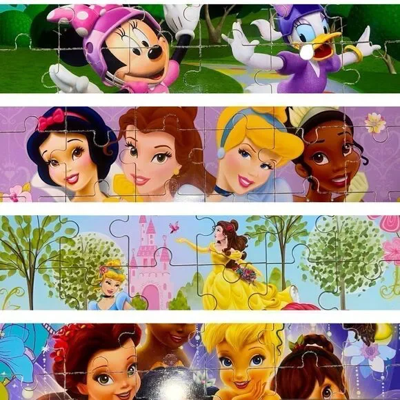 Disney Princess, Fairies and Mickey Mouse Clubhouse Box of 4 Wooden Puzzles