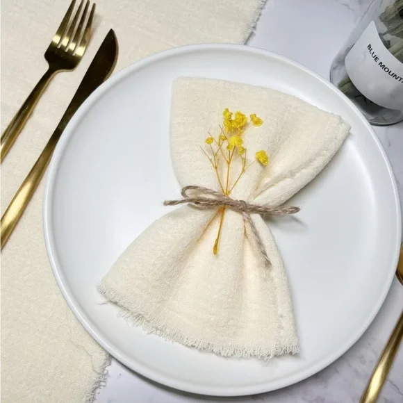 Dinner Napkins ~Set of 10~ Soft Neutral Tone Gauze Feel Napkins | 2 Colors