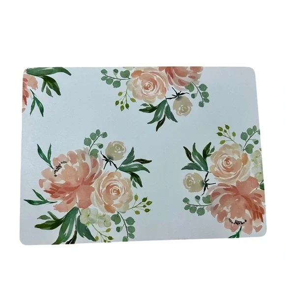 Cork Placemat Set of 4 Peach Floral‎ Rectangle Spring Summer