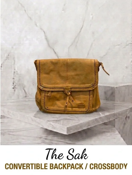 The Sak Leather Convertible Crossbody/Backpack - Mustard