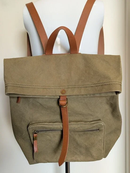 Madewell Green Canvas Fold Over Backpack