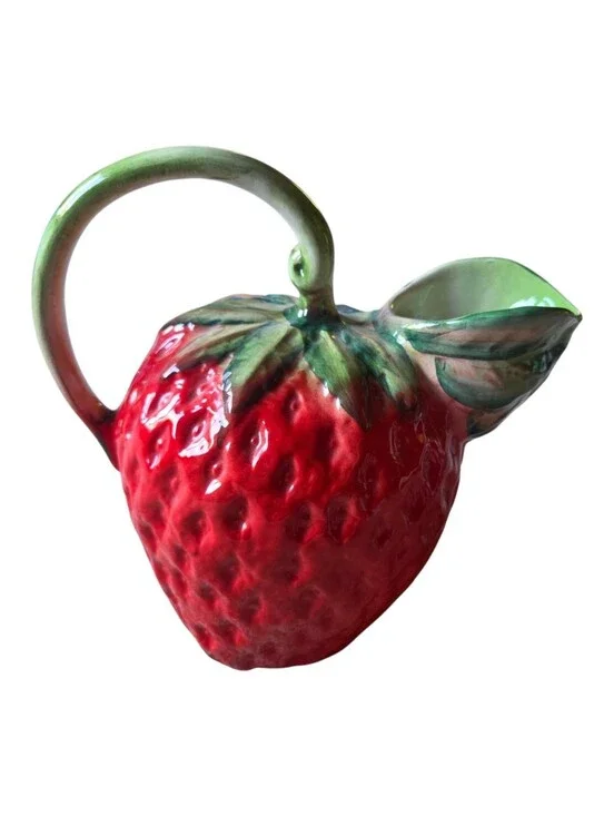 Vintage Sur La Table Ceramic Figural Strawberry Pitcher Made In Italy