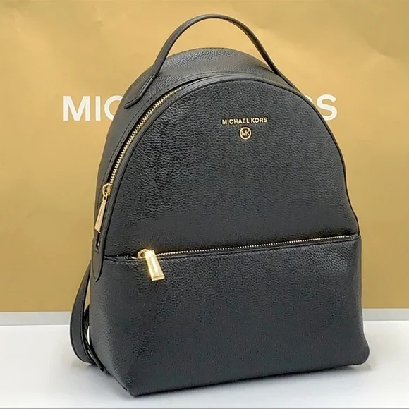 Michael Kors Womens Valerie Medium Logo Backpack 30F2G9VB2B Black NWT