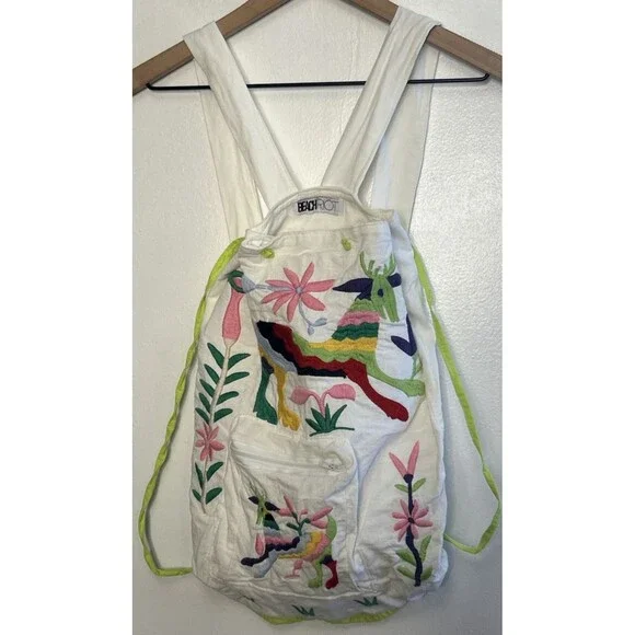 BeachRiot Bucket Back Pack Duffel Bag Embroidered Drawstring Bohemian Festival