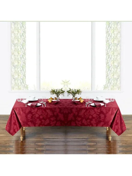 new Autumn Medley WINE-color 60 x 144 inch Damask Tablecloth (Seats 12 to 14)
