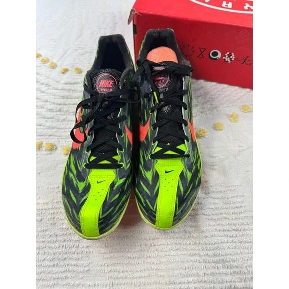 Nike Rival D Racing Distance Track Shoes Neon Green Orange Black Mens‎ 12.5
