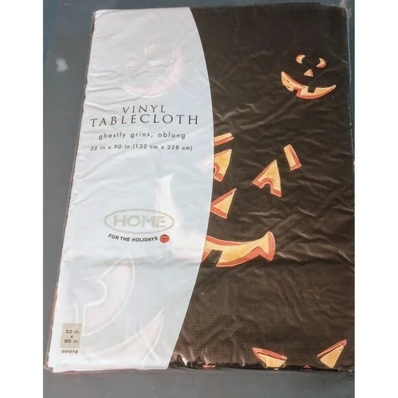 Vintage Halloween Vinyl Tablecloth 'Ghastly Grins' New Old Stock‎ Oblong 52