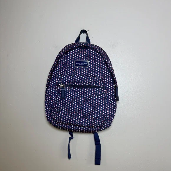 Marc Jacobs M0013564 Quilted Polka Dot Large Backpack Size Large Navy Blue Multi