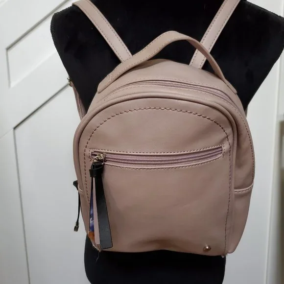Faux leather solid color mini backpack
