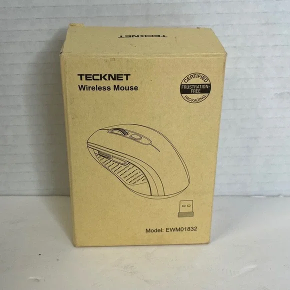 TeckNet Wireless Mouse EWM01832 Black 2.4G‎ USB Nano Receiver Optical Ergonomic