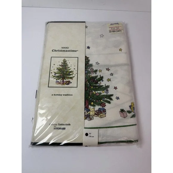 Nikko Christmastime Holiday Tablecloth Cotton Scotchguard 70