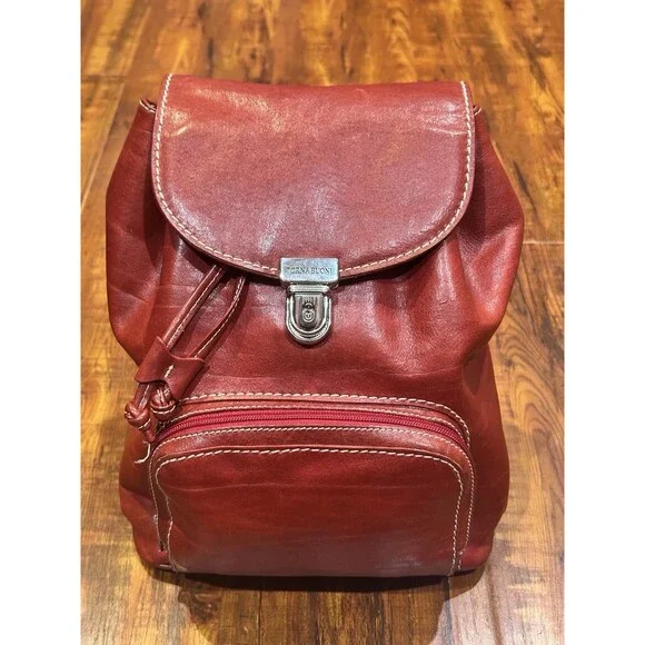 Tornabuoni Made in Italy Designer Red Leather Handbag Bag Backpack EUC