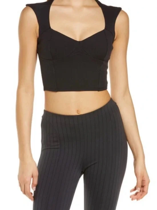 ALO Yoga Black Ribbed Sweetheart lined with bra Performance Tank Top Size‎ S